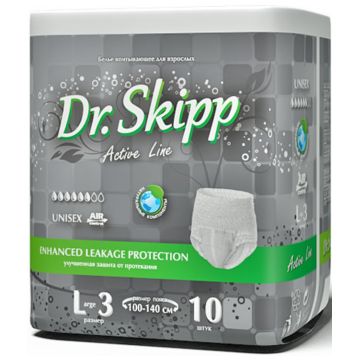 Белье впитывающее для взрослых  Dr. Skipp Active Line размер L - 3 (100 - 140 см.) 10 шт
