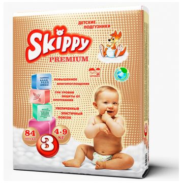 Подгузники Skippy Premium размер M (4-9 кг) 84 шт