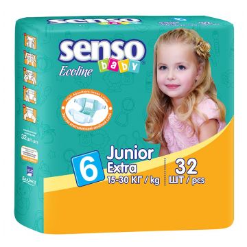 Подгузники Senso Baby Ecoline размер XXL (15-30 кг) 32 шт