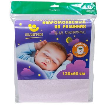 Наматрасник для детской кровати Пелигрин ПВХ основа с хлопчатобумажным покрытием 120х60