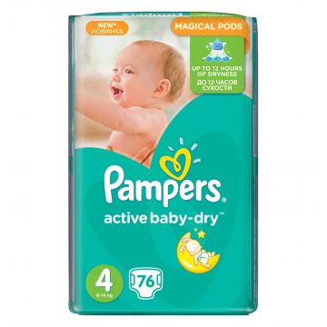 Pampers Подгузники Active Baby-Dry Maxi (8-14 кг) Джамбо Упаковка 76