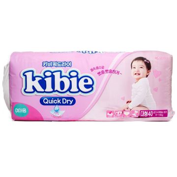 Подгузники для девочек Kibie Quick Dry L 9-14 кг, 40 шт
