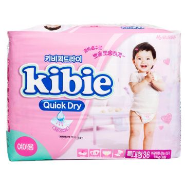 Подгузники для девочек Kibie Quick Dry XL 13+ кг, 36 шт