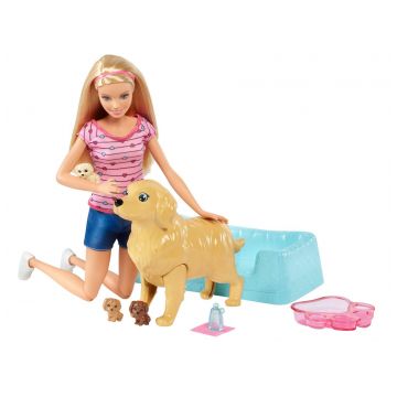 Игровой набор Barbie кукла и собака с новорожденными щенками FBN17