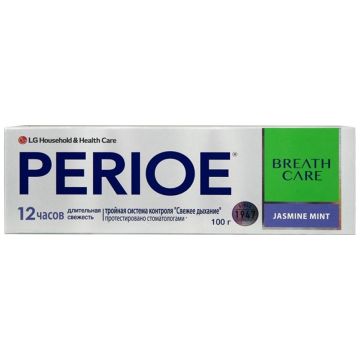 Зубная паста Perioe с системой контроля свежего дыхания, жасмин и мята, 100 г