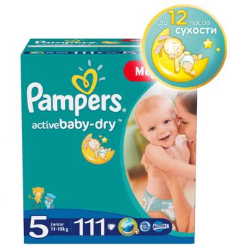Подгузники Pampers Active Baby Junior (11-18 кг) Мега упаковка 111 шт