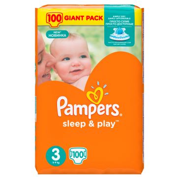 Подгузники Pampers Sleep & Play 5-9 кг 3 размер 100 шт