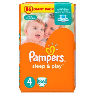 Подгузники Pampers Sleep & Play 8-14 кг 4 размер 86 шт