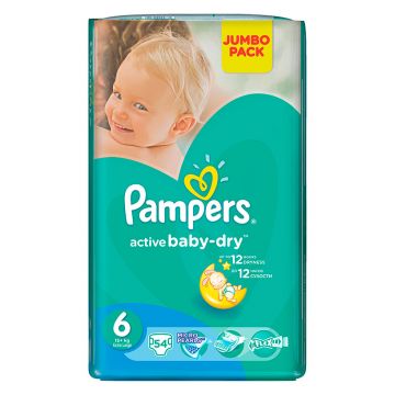 Подгузники Pampers Active Baby-Dry 15+ кг 6 размер 54 шт
