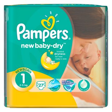 Подгузники Pampers New Baby-Dry 2-5 кг 1 размер 27 шт