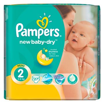 Подгузники Pampers New Baby-Dry 3-6 кг 2 размер 27 шт