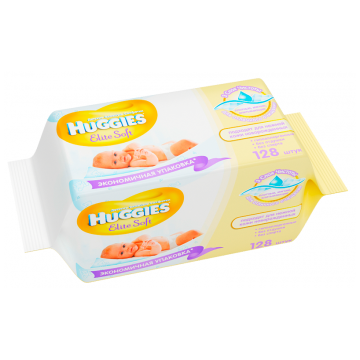 Салфетки детские влажные Huggies Elite Soft без отдушки 128 шт
