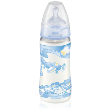 Бутылочка Nuk Baby Blue (First Choice)  пластиковая 300 мл + соска с вентиляцией из силикона р. 1 М с рождения