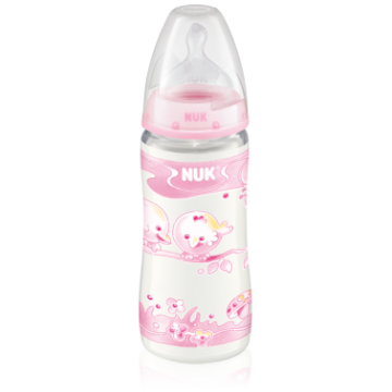 Бутылочка Nuk Baby Rose (First Choice) пластиковая 300 мл + соска с вентиляцией из силикона р. 1 М с рождения
