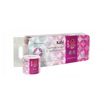 Туалетная бумага Maneki Kabi, 3 слоя, 280 л, 39,2 м, белая с ароматом Ириса, 10 рул/упаковка