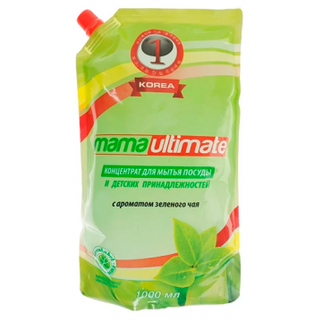 Концентрированное средство для мытья посуды и детских принадлежностей Mama Ultimate Зеленый чай (запаска), 1000 мл