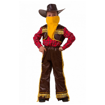 Детский карнавальный костюм Батик Ковбой (желтый), размер 34 (128 см), арт. 7013-1