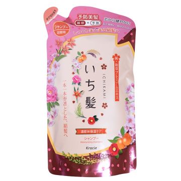 Шампунь для волос интенсивно увлажняющий Kracie Ichikami с маслом абрикоса, сменная упаковка, 340 мл