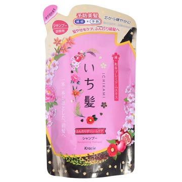 Шампунь для придания объема волосам Kracie Ichikami с ароматом граната, сменная упаковка, 340 мл