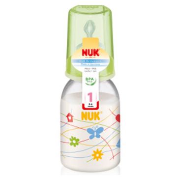 Бутылочка Nuk  пластиковая (ПП) 110 мл. + соска с вентиляцией из латекса, р1 с рождения