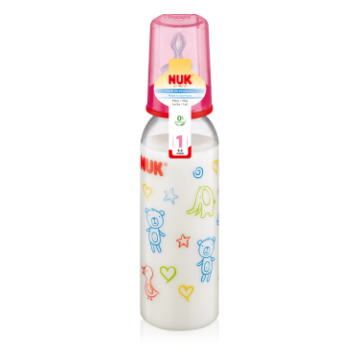 Бутылочка Nuk пластиковая (ПП) 240 мл + соска с вентиляцией из силикона, р1 с рождения