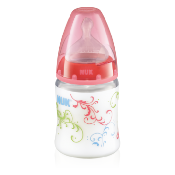 Бутылочка Nuk First Choice пластиковая, 150 мл разноцветная + соска с вентиляцией из силикона, р1. для молока с рождения