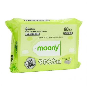 Влажные мягкие салфетки для детей Moony запасной блок 80 шт