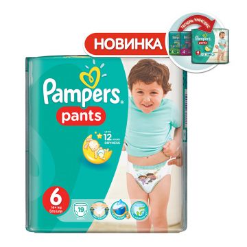 Трусики Pampers Pants 6 размер 16+ кг 19 шт