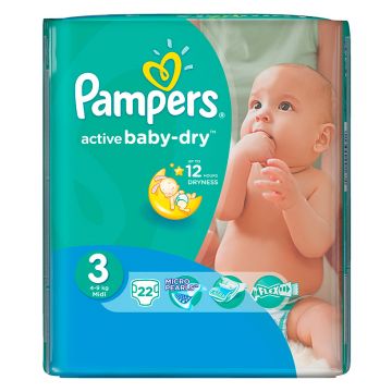 Подгузники Pampers Active Baby-Dry 4-9 кг 3 размер 22 шт