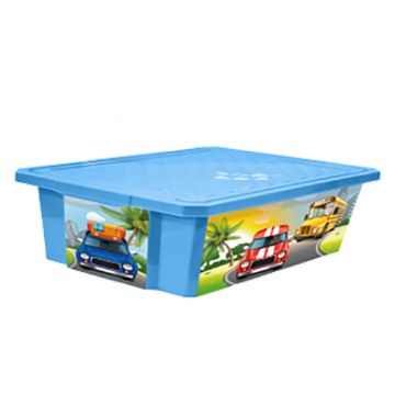 Ящик для хранения игрушек ToyMart X-BOX Sity Cars.30л. на колёсах. 1024LA-BS