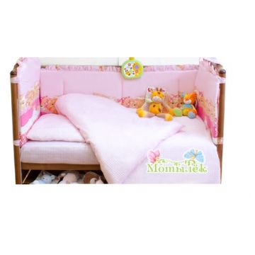 Бампер в кроватку ToyMart высокий розовый К-Б3