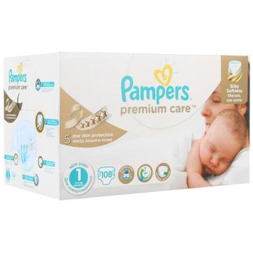 Подгузники Pampers Premium Care Newborn (2-5 кг) Джамбо упаковка 108 шт