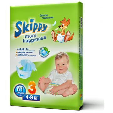 Подгузники Skippy More Happiness размер M (4-9 кг) 81 шт