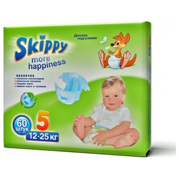 Подгузники Skippy More Happiness размер XL (12-25 кг) 60 шт