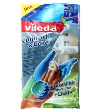 Перчатки для уборки Vileda Комфорт с кремом для чувствительной кожи рук размер M 09521