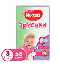 Трусики для девочек Huggies 3 (7-11 кг) мега 58 шт