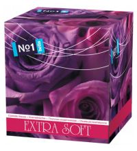 Платочки бумажные косметические Bella №1 Extra Soft  двухслойные, фиолетовая роза, 80 шт