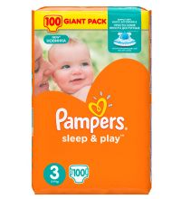 Подгузники Pampers Sleep & Play 5-9 кг 3 размер 100 шт