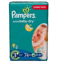 Подгузники Pampers Active Baby Midi Plus (5-10 кг) Джамбо упаковка 74 шт