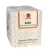 Полотенца кухонные бумажные Maneki, серия Kabi, 2 слоя, 60 листов, белые, 4 рулона в упаковке