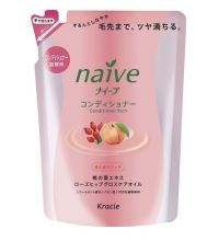 Бальзам-ополаскиватель для сухих волос восстанавливающий Kracie Naive с экстрактом персика и маслом шиповника, сменная упаковка, 400 мл