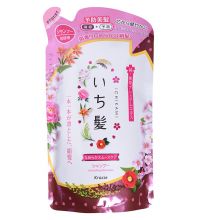 Шампунь для волос разглаживающий Kracie Ichikami с ароматом горной сакуры, сменная упаковка, 340 мл
