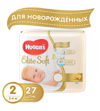Подгузники Huggies Elite Soft 2 (3-6 кг) 27 шт