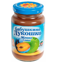 Детское пюре Бабушкино Лукошко Яблоко слива с сахаром с 5 мес. 200 г