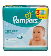 Салфетки детские увлажненные Pampers Baby Fresh Clean зап. блок 3х64