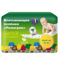Пеленки впитывающие детские Пелигрин Super (большая упаковка) 40х60 см 30 шт