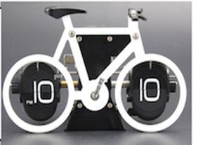HY-F087 Часы настольные FLIP CLOCK "Велосипед" (белый)