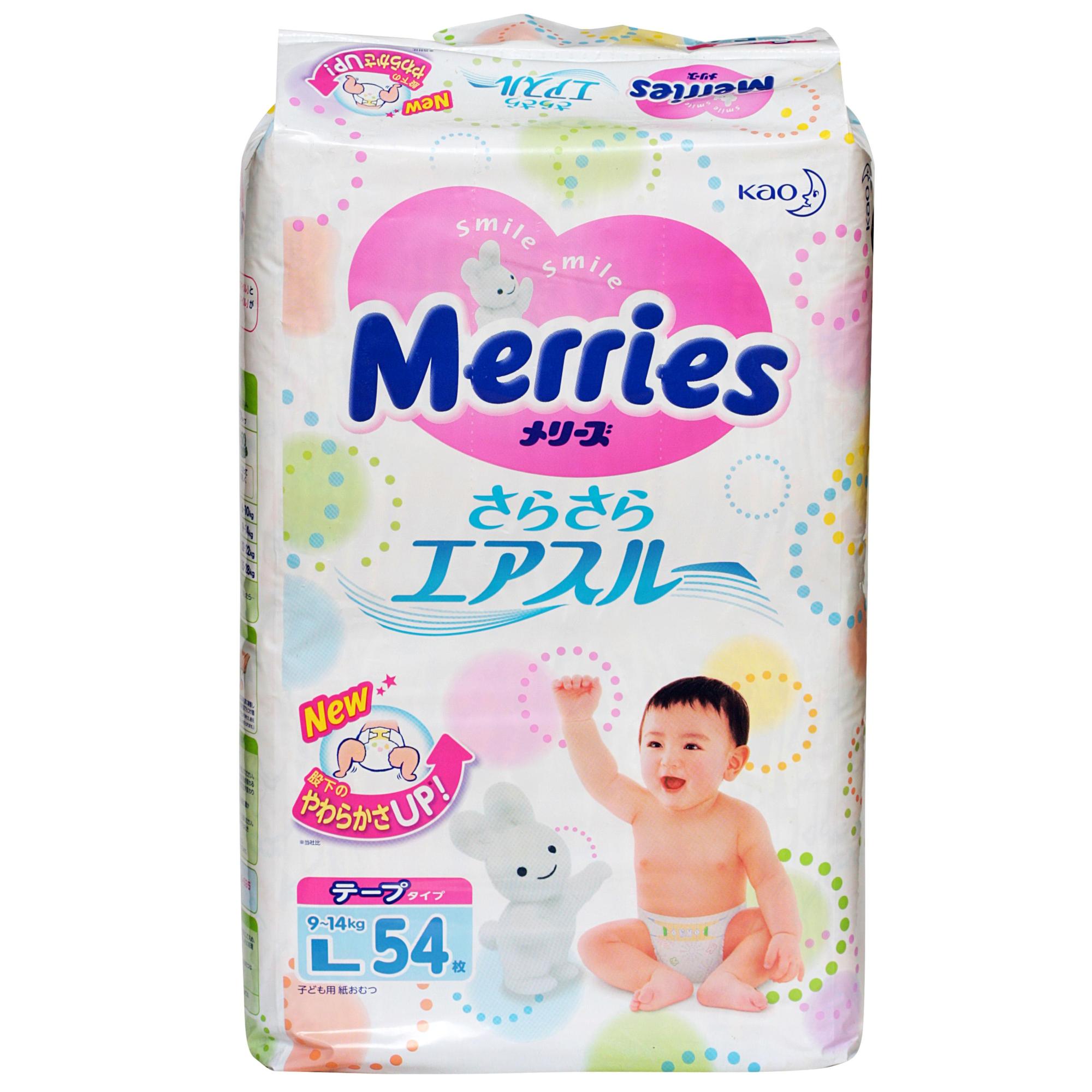 Подгузники Merries размер L (9-14 кг) 54 шт