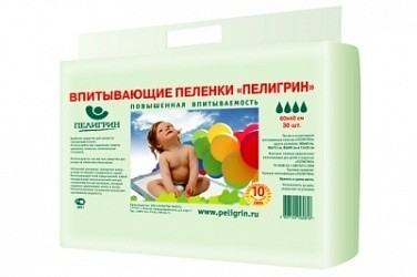 Пеленки впитывающие детские Пелигрин с суперабсорбенотом 60х60 30 шт