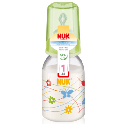 Бутылочка Nuk  пластиковая (ПП) 110 мл. + соска с вентиляцией из латекса, р1 с рождения